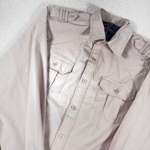Nick Danger Button Up Shirt Mens Size‎ Medium Beige Long Sleeve  Casual Work